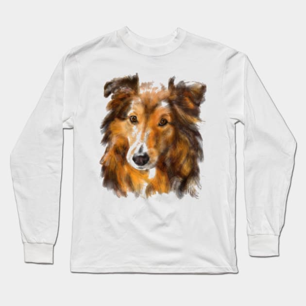 Sweet Affectionate Sheltie Shetland Sheepdog Long Sleeve T-Shirt by LITDigitalArt